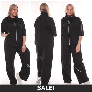 Secoo's Designer Black Cotton Pant Suit, Turkish Elegance for Perfect Fit